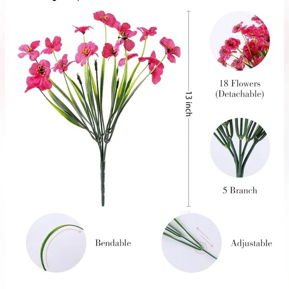 🌸NEW 24 Bundles Artificial Flowers for Outdoor,No Fade Fake Plastic Multicolor - Picture 2 of 8